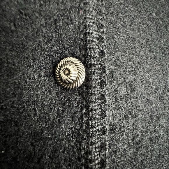 Vintage Womens Thick Wool Cardigan Jacket Large Black Stretch Old Money Preppy - Picture 11 of 16